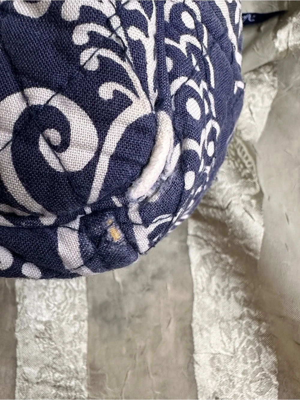 Vera Bradley Twirly Bird Blue Navy and White Quilted Floral Shoulder Bag